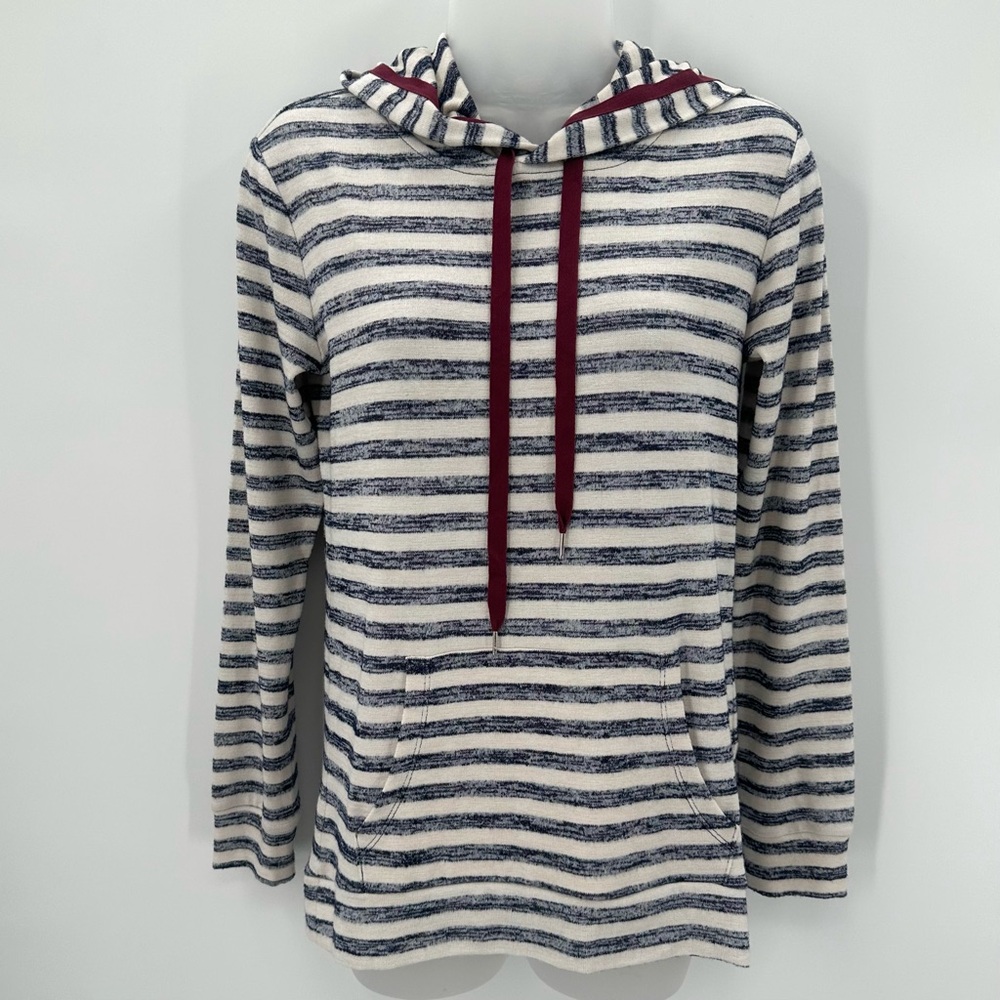 Market & Spruce  Hoodie Top Women's XS Striped PERINE Pocket Pullover Knit NEW